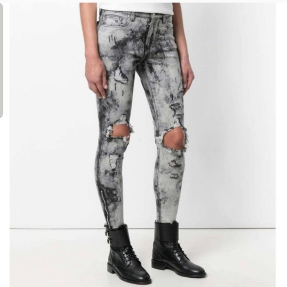 AMIRI Other - Amiri Dark  Wash Acid Wash Thrasher Distressed Ankle Zip Skinny Jeans sz 28